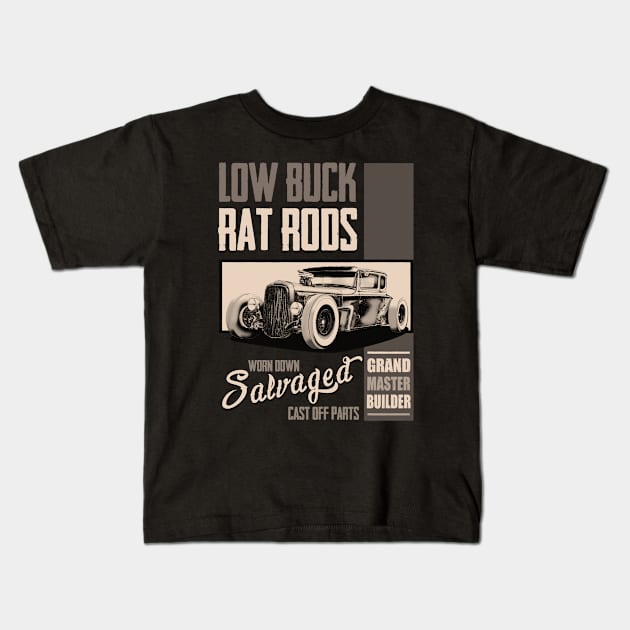 Ratrod Low Buck Kids T-Shirt by hardtbonez